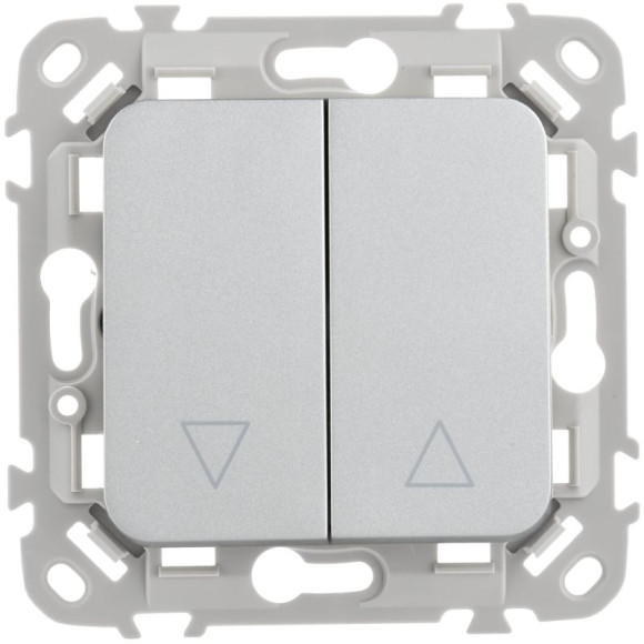IEK FLITE Выключатель жалюзи 10А ВЖ52-2-0-ФлА алюминий IEK, FI-V15-0-10-1-K47