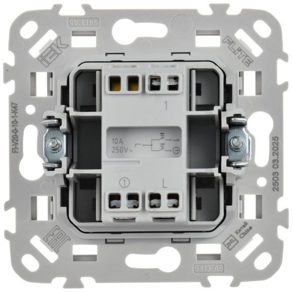 IEK FLITE Выключатель жалюзи 10А ВЖ52-2-0-ФлА алюминий IEK, FI-V15-0-10-1-K47