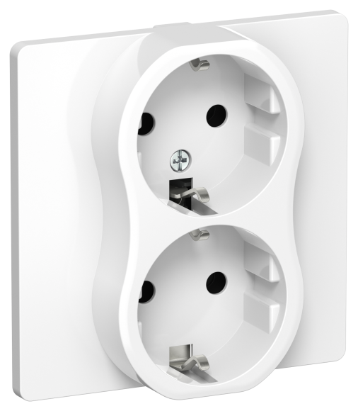 IEK FLITE Розетка 2-местная с заземлением без защитных шторок безвинтовое крепление 16А РС12-1-К-ФлБ белый IEK, FI-R21C-16-1-K01