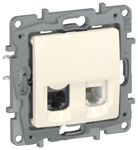 IEK IEKETIKA Розетка двойная RJ11+RJ45 кат.5E UTP 6723521 слоновая кость IEK