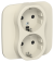 IEK FLITE Розетка 2-местная с заземлением с защитными шторками безвинтовое крепление 16А РСш12-1-А-ФлСл сливочный IEK, FI-R24A-16-1-K86
