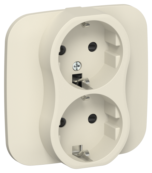 IEK FLITE Розетка 2-местная с заземлением с защитными шторками безвинтовое крепление 16А РСш12-1-А-ФлСл сливочный IEK, FI-R24A-16-1-K86