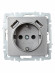 IEK BRITE Розетка 1-местная с заземлением с защитными шторками 16А с USB A+A 5В 2,1А РЮш10-1-БрС сталь , BR-R14-16-U21-D21-K46