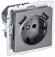 IEK BRITE Розетка 1-местная с заземлением с защитными шторками 16А с USB A+A 5В 2,1А РЮш10-1-БрС сталь , BR-R14-16-U21-D21-K46