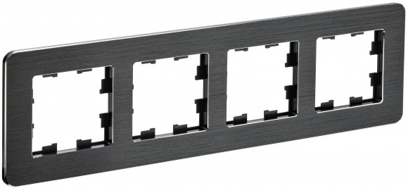 IEK BRITE Рамка 4-местная РУ-4-1-Бр металл черный RE AL IEK, BR-M42-M-21-K02