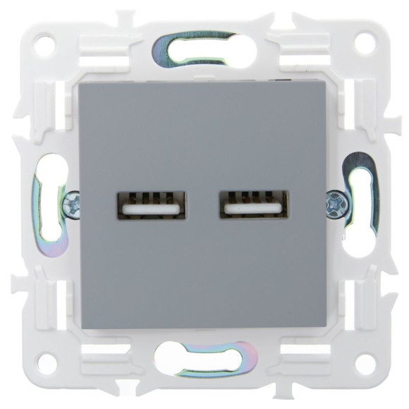 IEK SKANDY Розетка USB A+A 3,1А SK-R15Gr серый , SK-U21-D31-K03