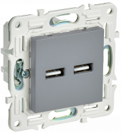 SKANDY Розетка USB A+A 3,1А SK-R15Gr серый , SK-U21-D31-K03