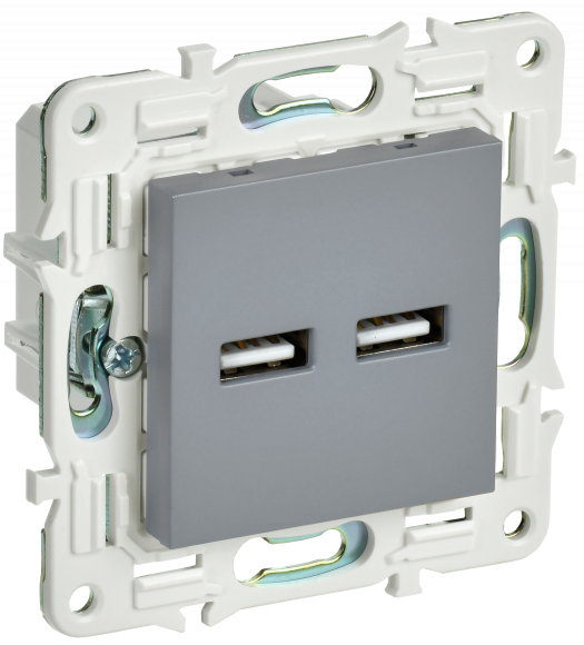 IEK SKANDY Розетка USB A+A 3,1А SK-R15Gr серый IEK, SK-U21-D31-K03
