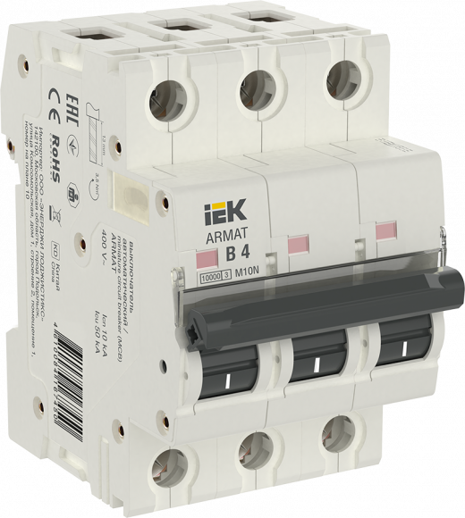 IEK ARMAT Автоматический выключатель M10N 3P B 4А IEK, AR-M10N-3-B004