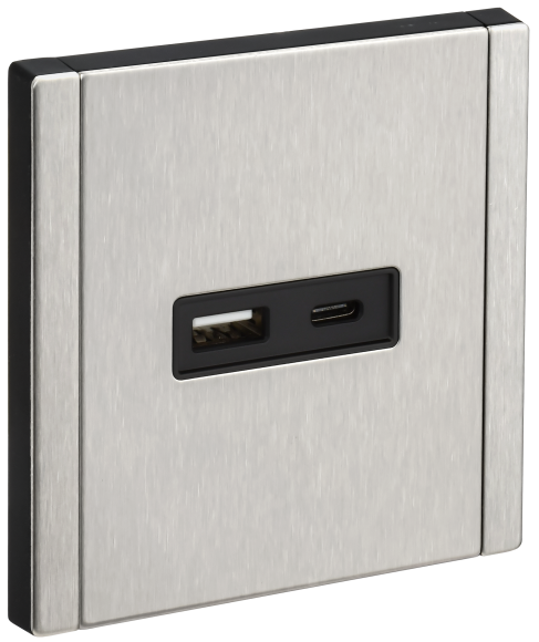 IEK FORTE&PIANO Розетка USB A+C 3,1А FP750M металл никель IEK, FP-U22-D31-M-K50