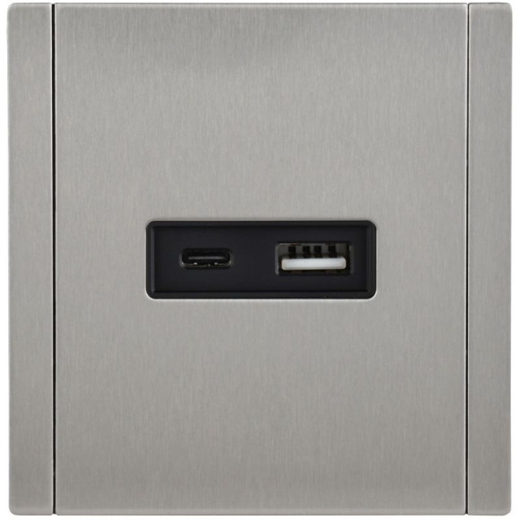 IEK FORTE&PIANO Розетка USB A+C 3,1А FP750M металл никель IEK, FP-U22-D31-M-K50