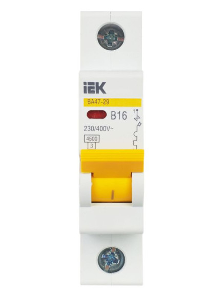 IEK KARAT Автоматический выключатель ВА47-29 1P B 16А 4,5кА IEK, MVA20-1-016-B