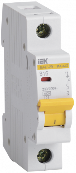 IEK KARAT Автоматический выключатель ВА47-29 1P B 16А 4,5кА IEK, MVA20-1-016-B