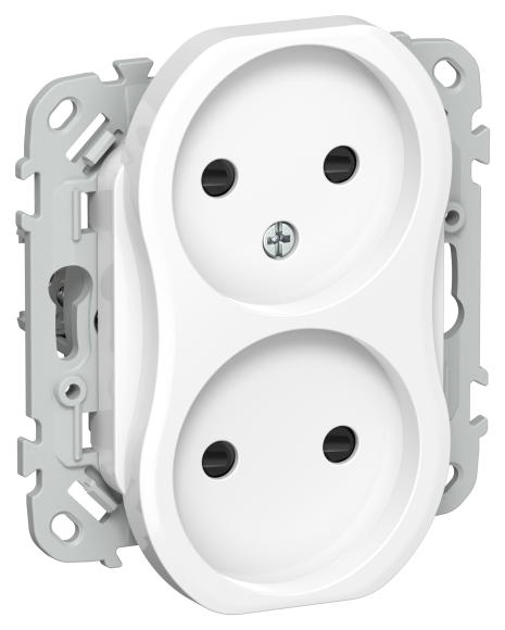 IEK FLITE Розетка 2-местная без заземления с защитными шторками 10А РСш02-0-ФлБ белый IEK, FI-R23-10-K01