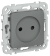 IEK FLITE Розетка без заземления с защитными шторками безвинтовое крепление 10А РСш01-1-ФлМА мокрый асфальт IEK, FI-R13-10-1-K80