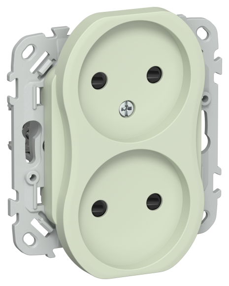 IEK FLITE Розетка 2-местная без заземления с защитными шторками 10А РСш02-0-ФлП панг IEK, FI-R23-10-K92