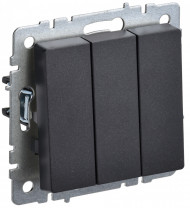 BRITE Выключатель 3-клавишный 10А ВС10-3-0-БрЧ черный , BR-V30-0-10-K02