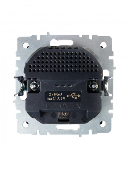 IEK BRITE Розетка 1-местная с заземлением с защитными шторками 16А с USB A+A 5В 2,1А РЮш10-1-БрТБ темная бронза , BR-R14-16-U21-D21-K45