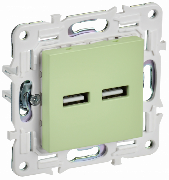 IEK SKANDY Розетка USB A+A 3,1А SK-R15G мятный IEK, SK-U21-D31-K06