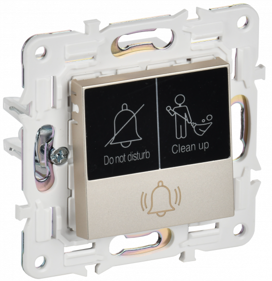 IEK SKANDY Кнопка звонка с индикацией для отелей 10А SK-V17Sh шампань , SK-V14-2-10-K37