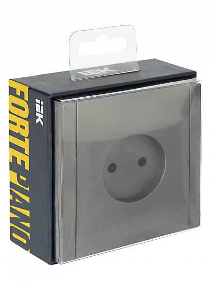 IEK FORTE&PIANO Розетка 1-местная без заземления с защитными шторками винтовое крепление 10А FP517 сталь , FP-R13-10-K46