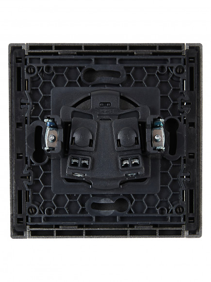 IEK FORTE&PIANO Розетка 1-местная без заземления с защитными шторками винтовое крепление 10А FP517 сталь , FP-R13-10-K46