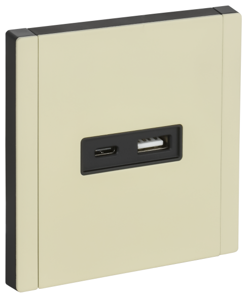 IEK FORTE&PIANO Розетка USB A+C 3,1А FP850M металл серый сланец IEK, FP-U22-D31-M-K41
