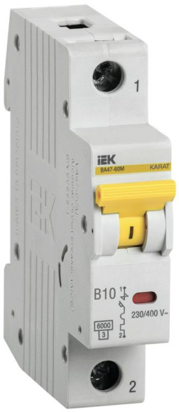 IEK KARAT Автоматический выключатель ВА47-60M 1P B 10А 6кА IEK, MVA31-1-010-B