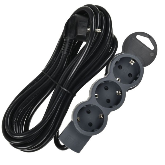 IEK STANDARD Удлинитель У03 3 места 2P+PE 5м 3х1,5мм2 16А черный IEK, 695020