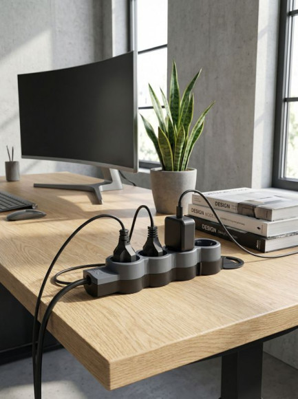IEK STANDARD Удлинитель У03 3 места 2P+PE 5м 3х1,5мм2 16А черный IEK, 695020