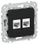 IEK FLITE Розетка 2-местная компьютерная RJ45 категория 6 UTP РК6-2-0-ФлЧ черный IEK, FI-K22-2-K02