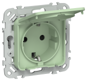FLITE Розетка с заземлением с защитными шторками и крышкой 16А IP44 РСшкр11-0-44-ФлФ фисташковый IEK, FI-R16-16-44-K93