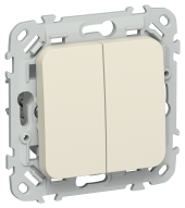 FLITE Выключатель 2-клавишный проходной 10А ВС62-1-0-ФлСл сливочный IEK, FI-V22-0-10-1-K86