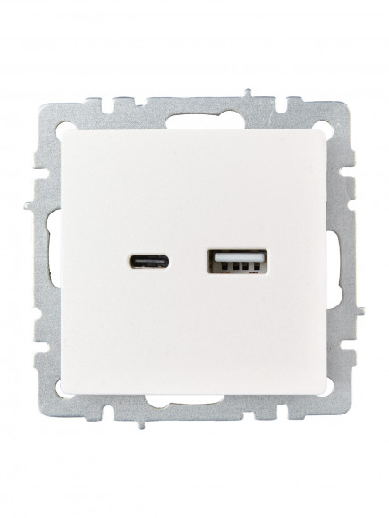 IEK BRITE Розетка USB A+C 18Вт РЮ11-1-БрЖ жемчуг IEK, BR-U22-018-K36