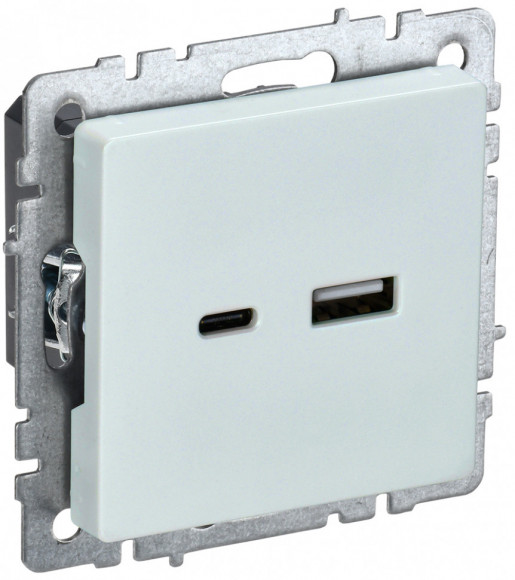 IEK BRITE Розетка USB A+C 18Вт РЮ11-1-БрЖ жемчуг IEK, BR-U22-018-K36