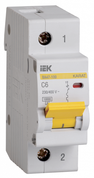 IEK KARAT Автоматический выключатель ВА47-100 1P C 6А 10кА IEK, MVA40-1-006-C