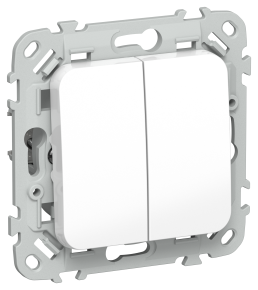 IEK FLITE Выключатель 2-клавишный кнопочный проходной 10А ВС62-2-0-ФлБ белый IEK, FI-V28-0-10-1-K01