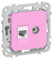 FLITE Розетка 2-местная RJ45/TV категория 5Е UTP РКТВ5е-2-0-ФлПр пурпурный IEK, FI-AK22-1-K99