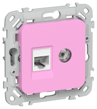FLITE Розетка 2-местная RJ45/TV категория 5Е UTP РКТВ5е-2-0-ФлПр пурпурный IEK, FI-AK22-1-K99