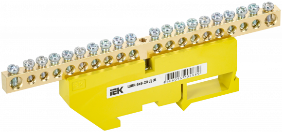 IEK Шина PE "земля" на DIN-изол ШНИ-6х9-20-Д-Ж IEK, YNN10-69-20D-K05