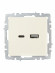 IEK BRITE Розетка USB A+C 18Вт РЮ11-1-БрКр бежевый IEK, BR-U22-018-K10