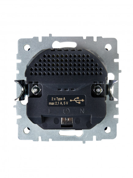 IEK BRITE Розетка 1-местная с заземлением с защитными шторками 16А с USB A+A 5В 2,1А РЮш10-1-БрШ шампань , BR-R14-16-U21-D21-K37