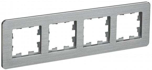 IEK BRITE Рамка 4-местная РУ-4-1-Бр металл алюминий RE AL IEK, BR-M42-M-21-K47