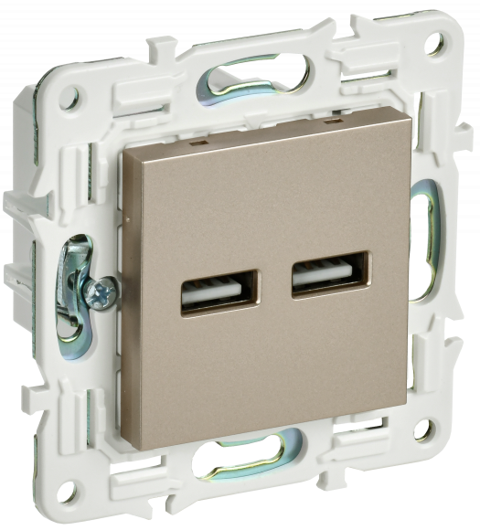 IEK SKANDY Розетка USB A+A 3,1А SK-R15Sh шампань , SK-U21-D31-K37