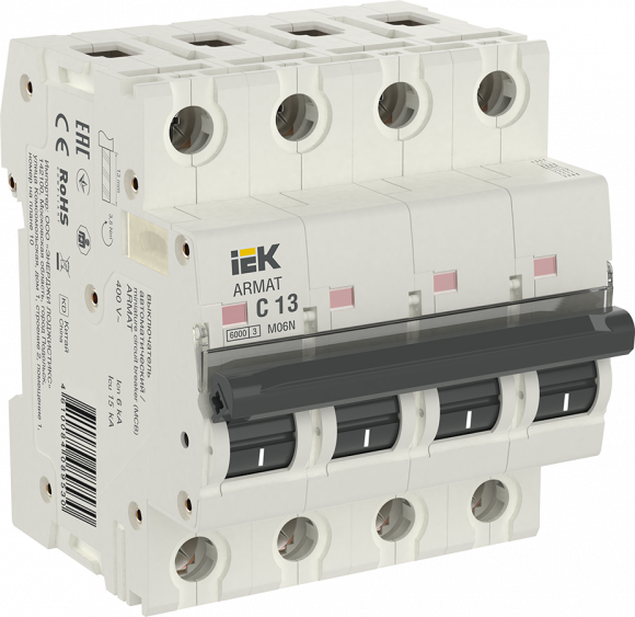 IEK ARMAT Автоматический выключатель M06N 4P C 13А IEK, AR-M06N-4-C013