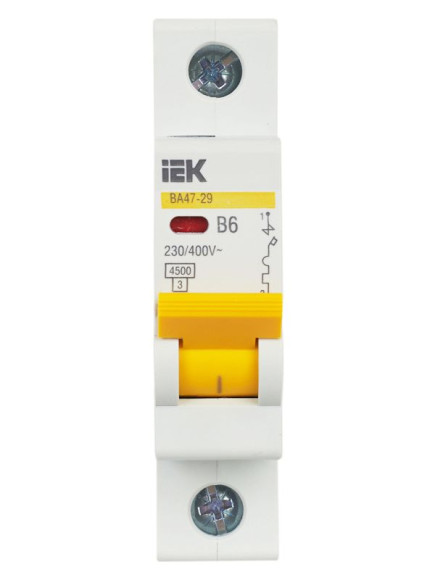 IEK KARAT Автоматический выключатель ВА47-29 1P B 6А 4,5кА IEK, MVA20-1-006-B
