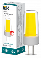 Лампа светодиодная COB капсула 3Вт 230В 4000К керамика G4 IEK, LLE-COB-3-230-40-G4