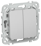 FLITE Выключатель 2-клавишный проходной 10А ВС62-1-0-ФлА алюминий IEK, FI-V22-0-10-1-K47