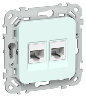 FLITE Розетка 2-местная компьютерная RJ45 категория 5Е UTP РК5е-2-0-ФлХЛ холодный лед IEK, FI-K22-1-K94