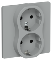 FLITE Розетка 2-местная с заземлением без защитных шторок безвинтовое крепление 16А РС12-1-К-ФлС серый IEK, FI-R21C-16-1-K03